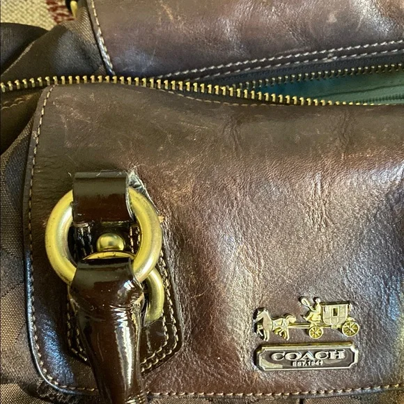 Coach Brown Satchel with Signature Design - Picture 3 of 7